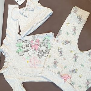 Disney Baby Wishes & Dreams 3 Pc Outfit 3-6 mo Minnie Mouse Figaro New With Tags